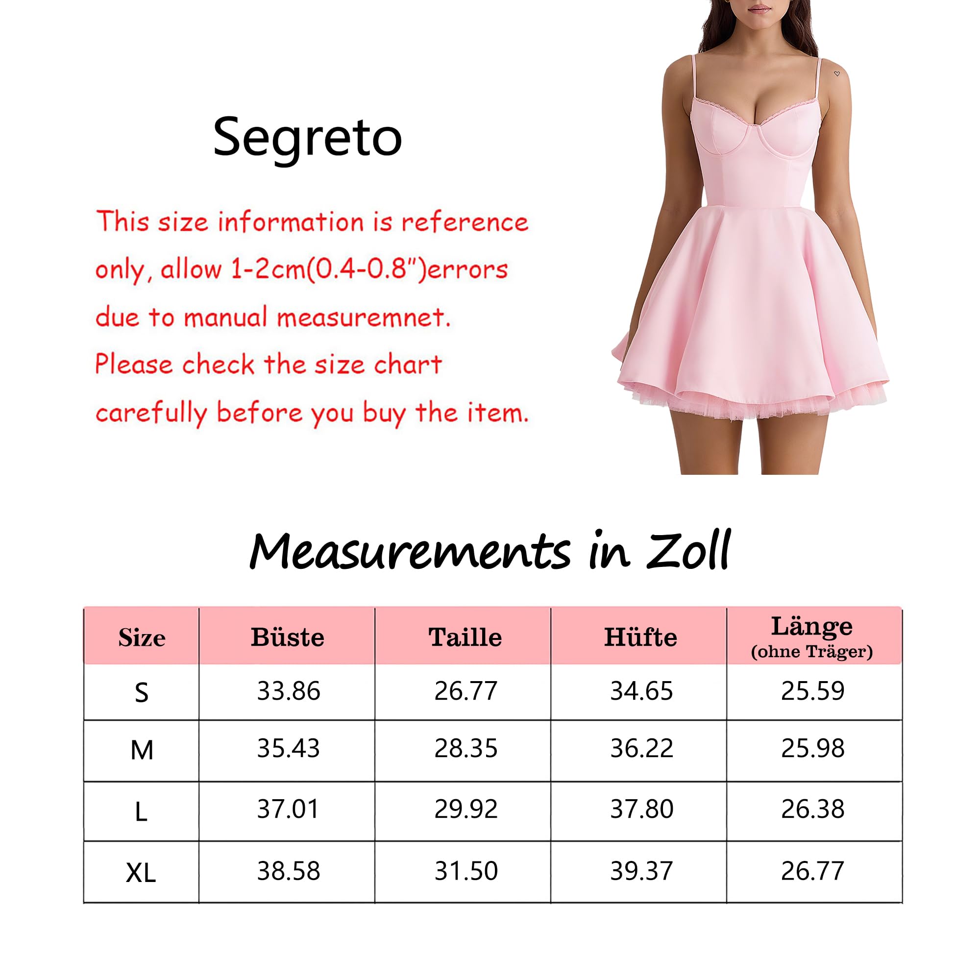 Segreto Vestido corto para mujer, corte bajo, espagueti, vestido de fiesta, cóctel, vestido de encaje, vestido informal, vestido acampanado