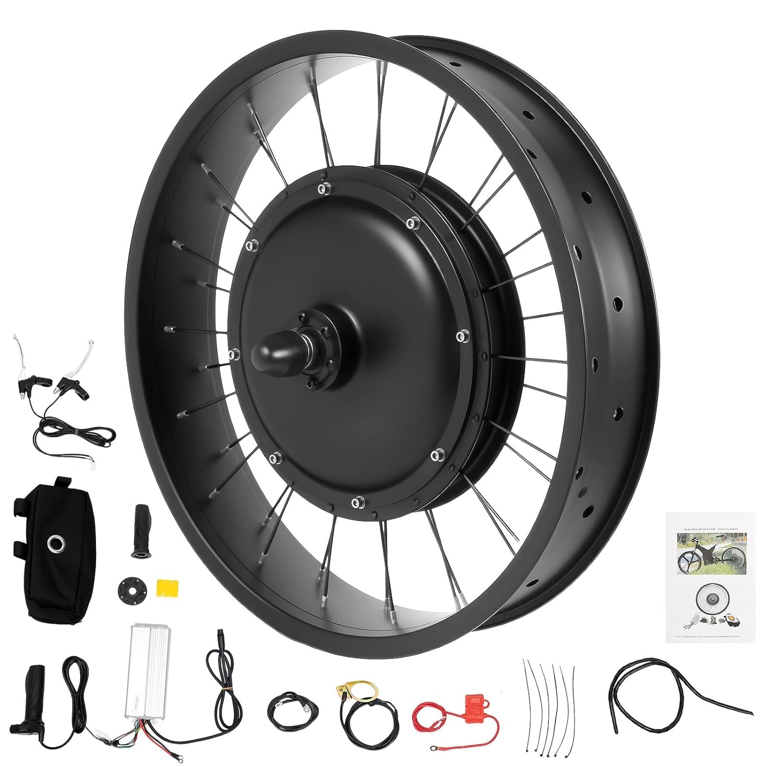 20"x4" Fat Tire 48V Ebike Electric Front Wheel Bicycle Kit Electric Bike Conversion Kit 1000W for Fat Tire Bike Motor Kit