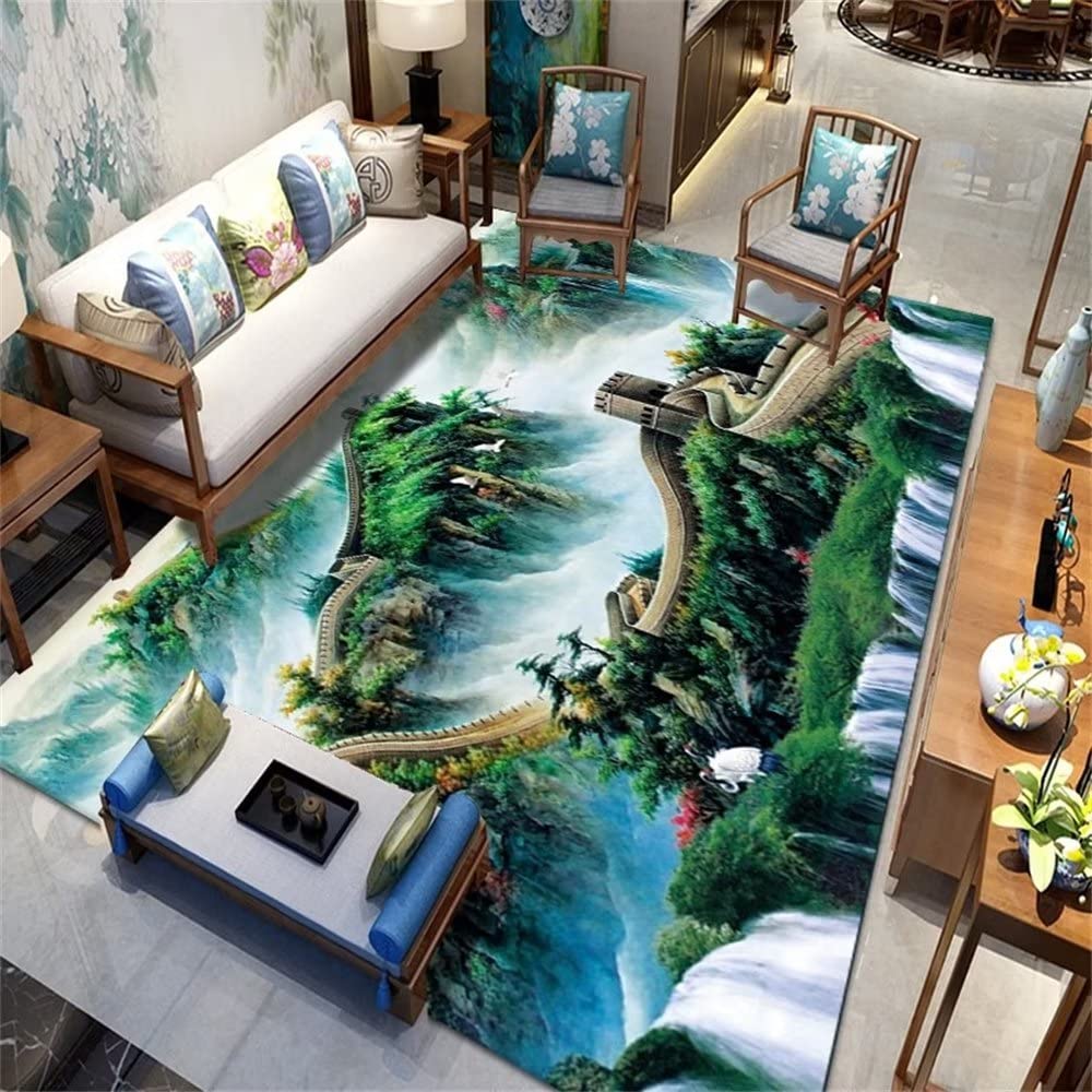 Tapis paillasson intérieur paysage vert tapis poils ras 60x120cm