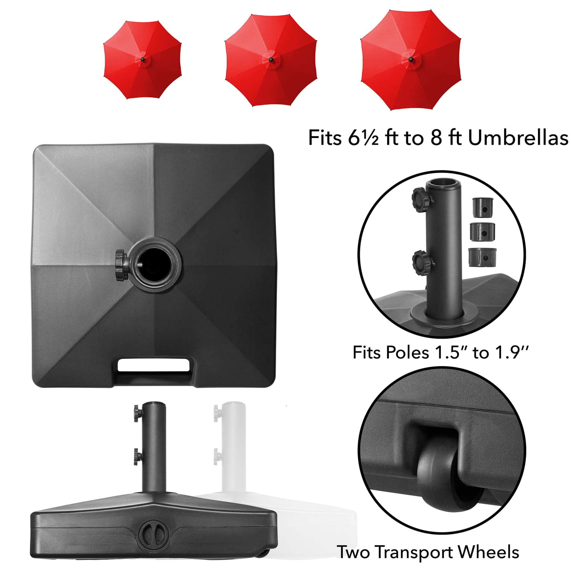 Amazon.com : Casafield Patio Umbrella Base Fillable to 100 lbs. Weighted Stand with Wheels for Outdoor / Lawn or Pool Deck Umbrellas up to 10 FT - Black : Patio, Lawn & Garden Amazon.com : Casafield Patio Umbrella Base Fillable to 100 lbs. Weighted Stand with Wheels for Outdoor / Lawn or Pool Deck Umbrellas up to 10 FT - Black : Patio, Lawn & Garden