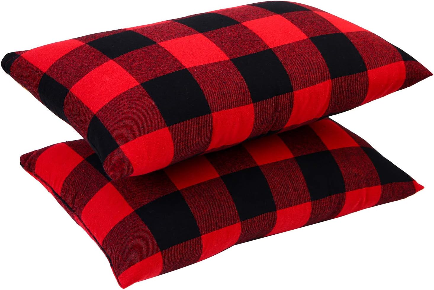 Aneco 4 Pack Buffalo Plaid Throw Pillow Covers Black and Red Plaid Cushion Covers Throw Pillow Cases, 12 x 20 Inches