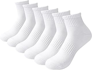 6 pares de calcetines de tobillo para mujer, color blanco y negro, calcetines deportivos de algodón transpirable para hombres y mujeres, talla 4-10.5