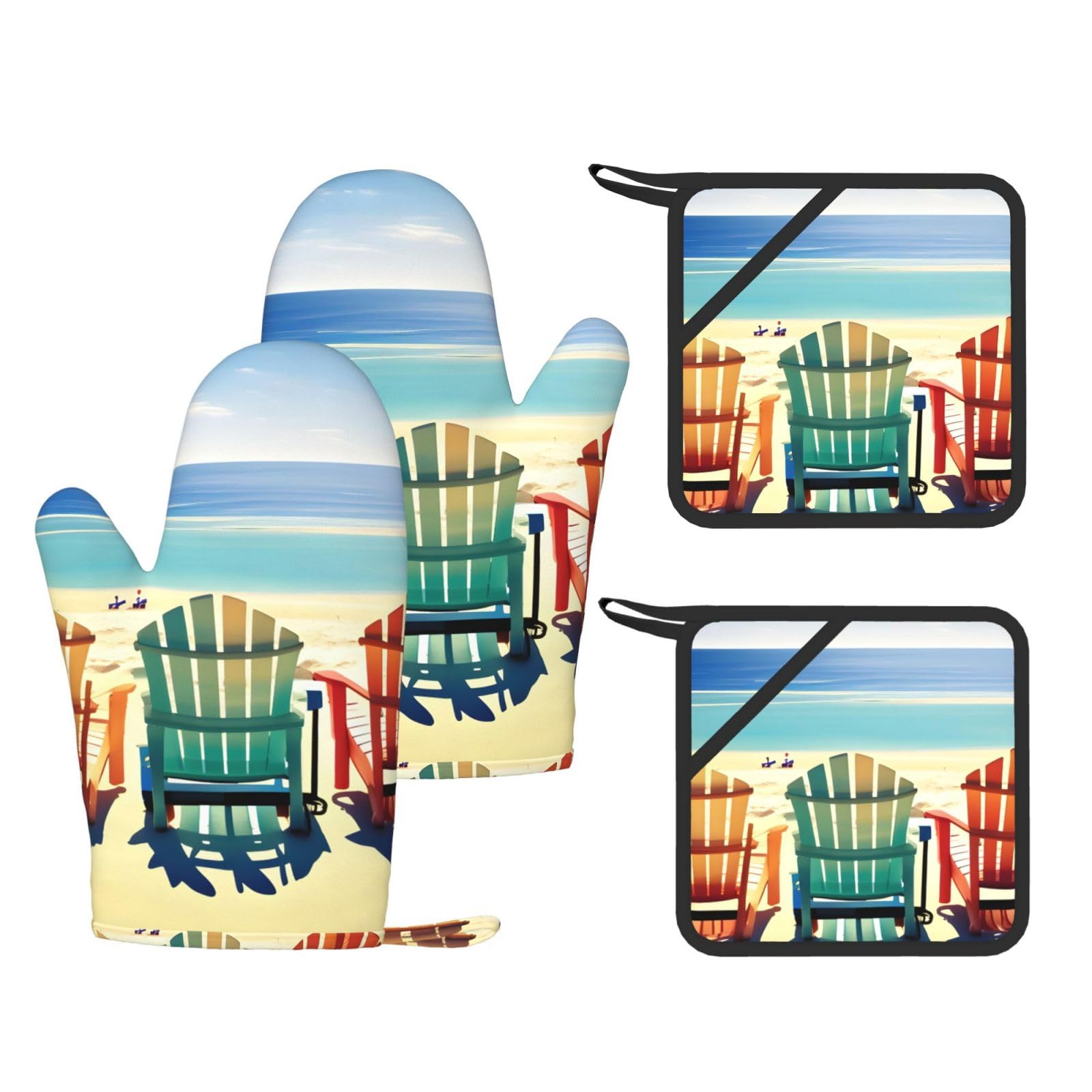 Maniques en silicone antidérapantes Lot de 4 isolantes contre la chaleur décor plage