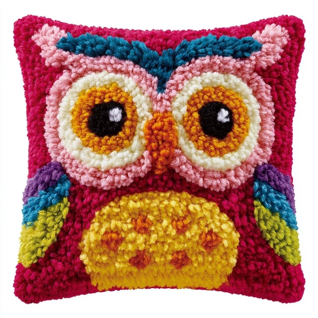 Taxpy C Diy Latch Hook Pillow Kit Owl 17X17 Inch