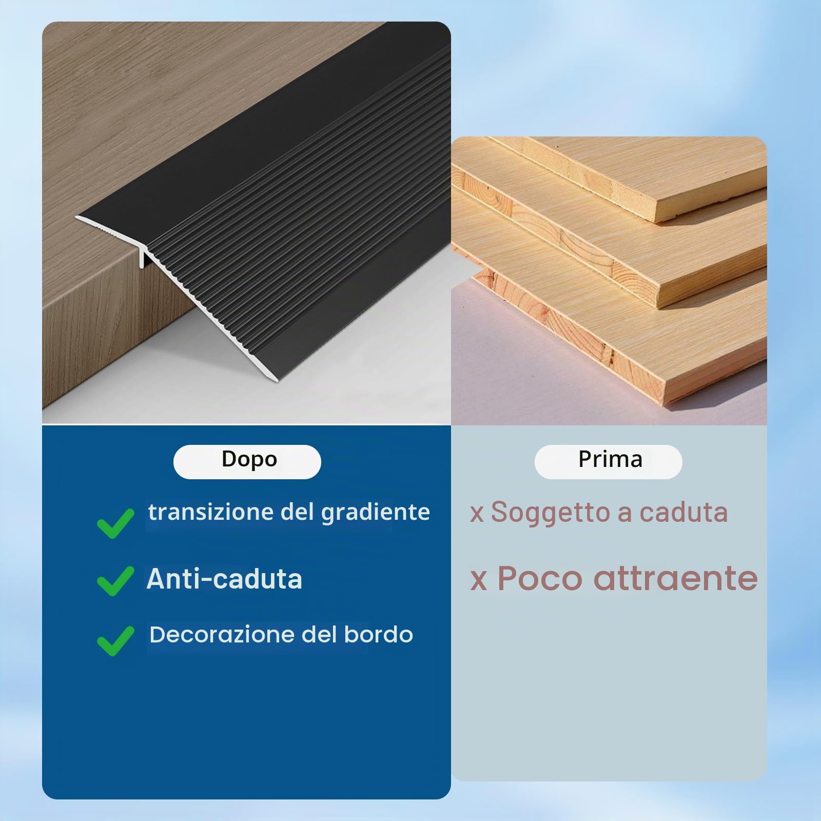 Strisce di transizione per pavimento in alluminio, 0,9 m x 10 cm, autoadesive con bilanciamento dell'altezza 8-40 mm, listello di transizione per laminato, piastrelle, legno, rampa per