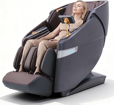 RELX 4D Massage Chair Full Body, 23 Modes Zero Gravity SL-Track Shiatsu Massage Chair with Electric Extendable Footrest, Airbag Massage with Body Scan, Shawl, Deep Yoga Stretch and AI ControlBrown