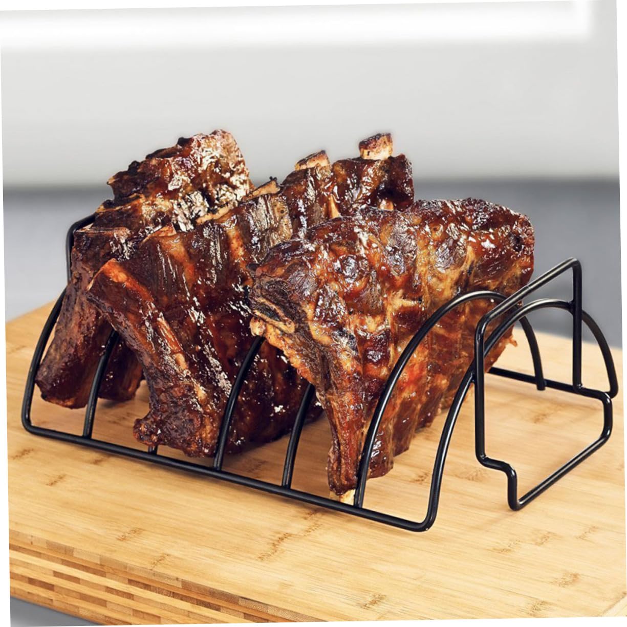 SUPVOX Barbecue Rack Nero Resistente per Grigliate Outdoor Stand Pratico e Durevole per Uso Esterno e Regali Appassionati Bbq