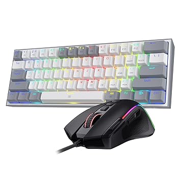 Redragon K617 Fizz 60% Wired RGB Gaming Keyboard, 61 Keys Compact Mechanical Keyboard w/White and Gr