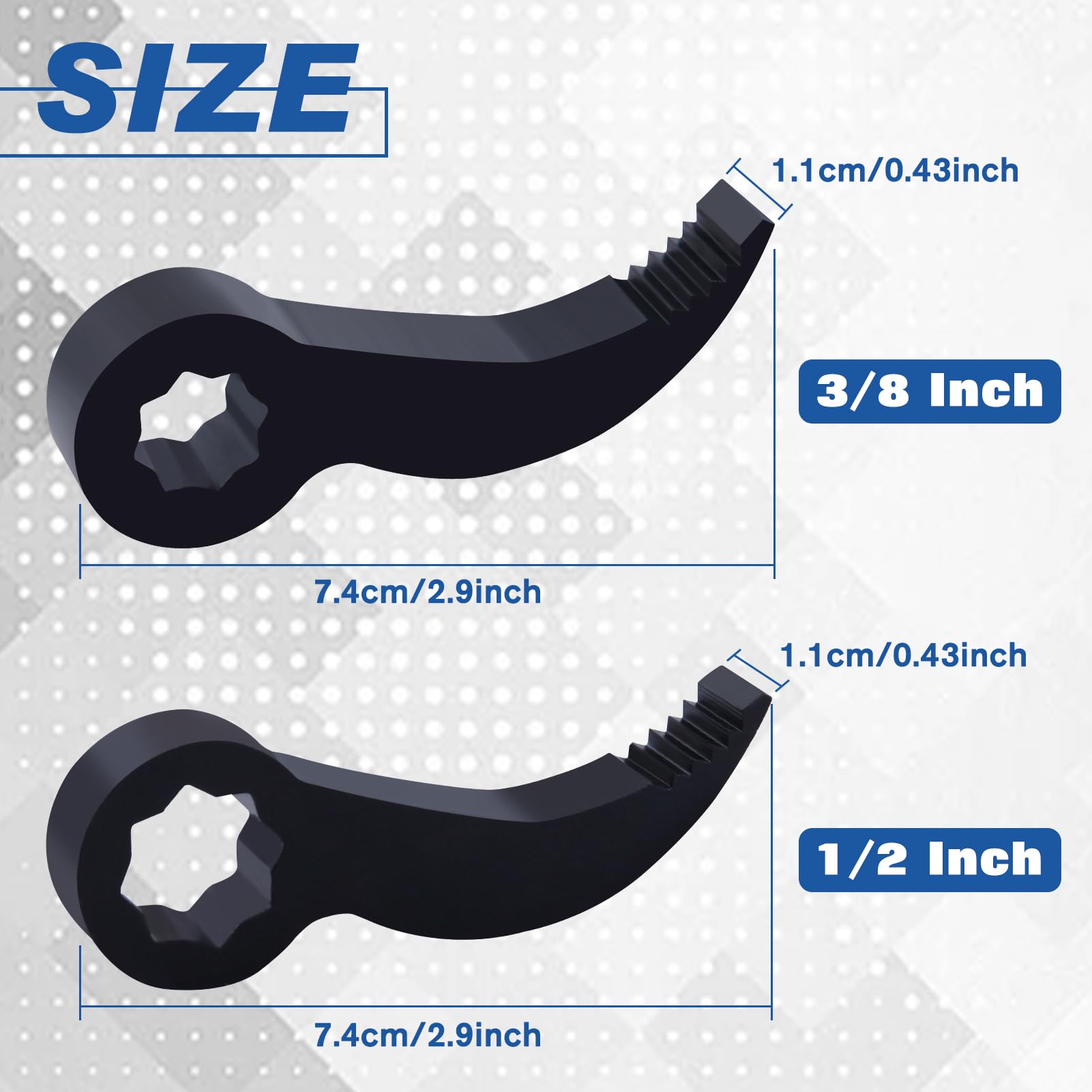 LEONTOOL 2Pcs Pry Bar Wrench Adapter Head, 3/8“ 1/2” Drive Adjustable Angle Crowbar Adapter Head Tool - Image 2