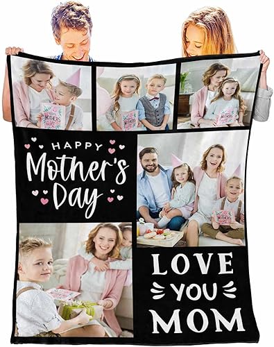 Miniatura 7 de D-Story Mantas ideas de regalo súper suaves con mis propias fotos, idea de regalo para madre para mamá, manta de franela personalizada, 80 x 60