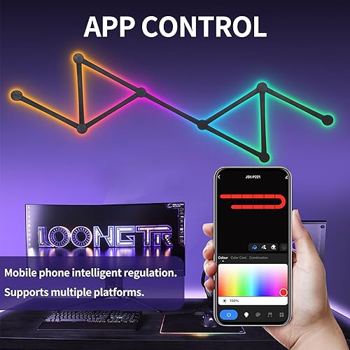 Miniatura 2 de Luz de pared RGB, luces LED para juegos de empalme de geometría LED, retroiluminada, modular, Wi-Fi, luz de decoración del hogar para sala de