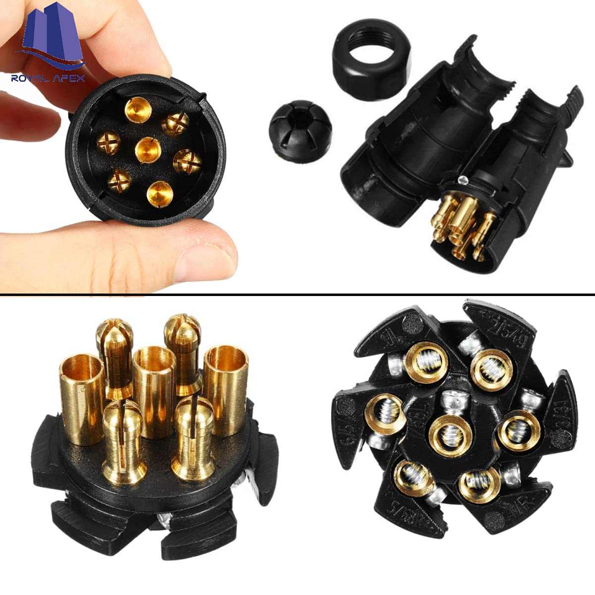 Royal Apex Electric Trailer Plug 7 Pin 12V Wiring Connector Adapter