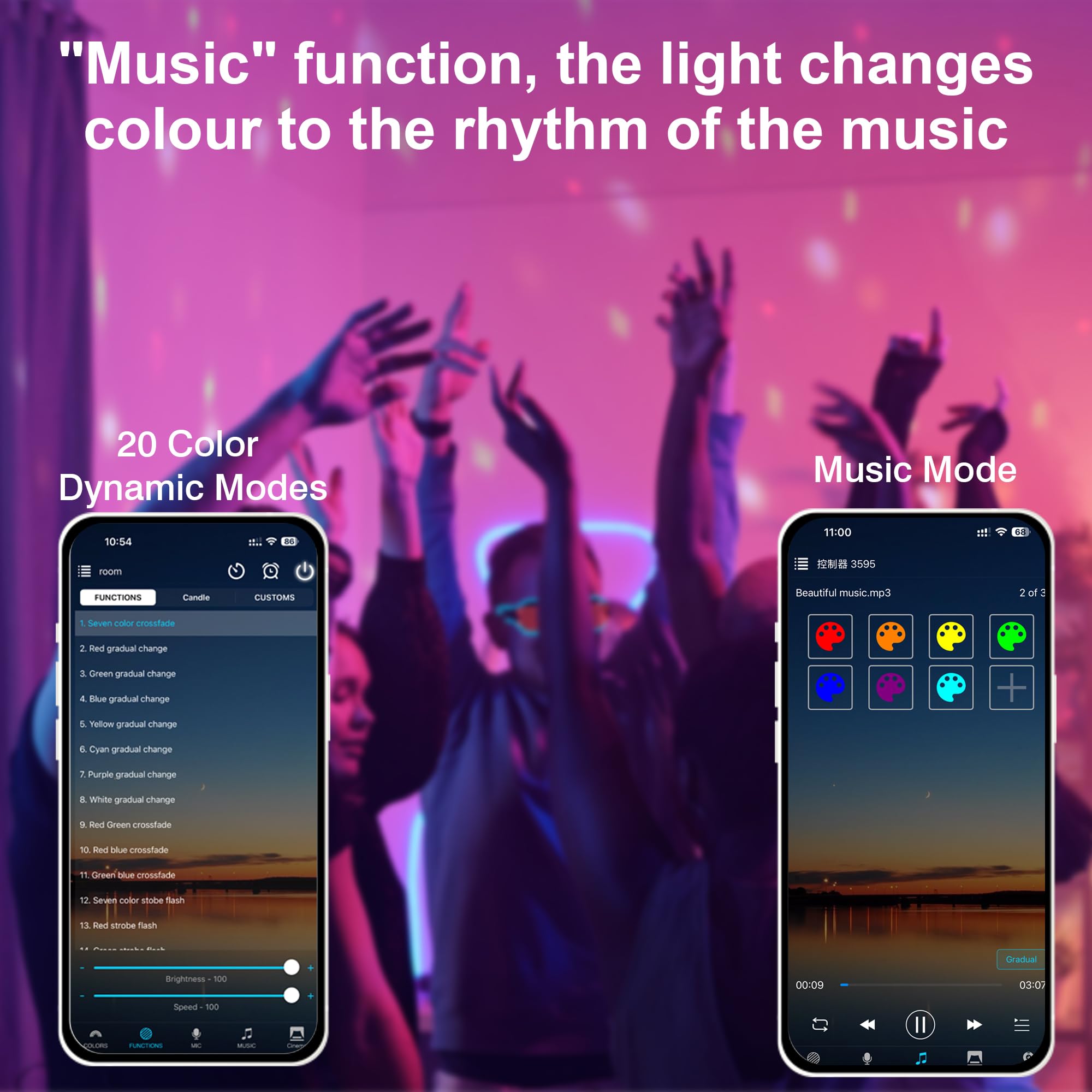 Foco LED RGB Exterior 60W, Control por App Bluetooth y Mando a Distancia, IP66 Impermeable, Multicolor, Proyector para Jardín y Terraza, 2 Unidades