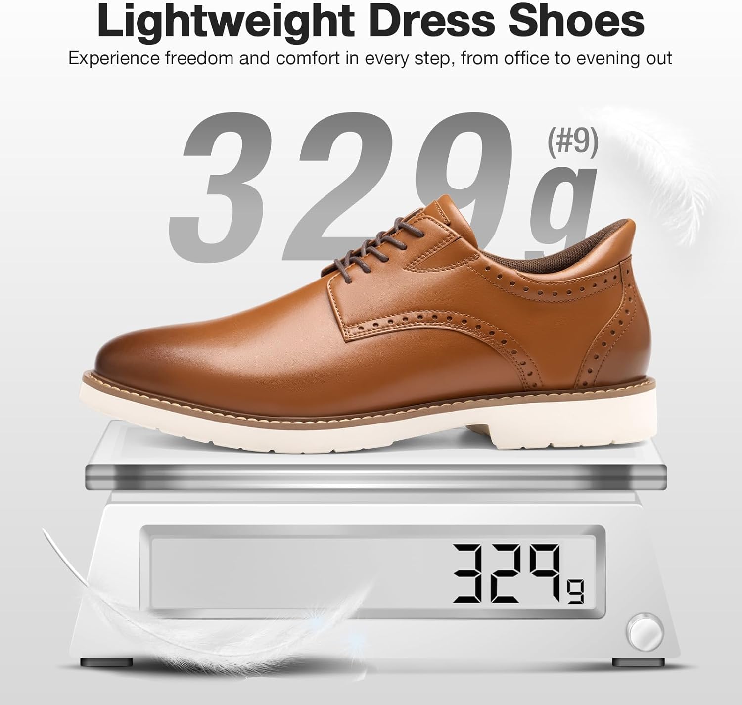 HEEZ Men's Dress Shoes Comfortable, Business Casual Oxfords Shoes for Men Split Leather, Lightweight Dress Sneakers for Office Fomal Wedding Church - Image 3