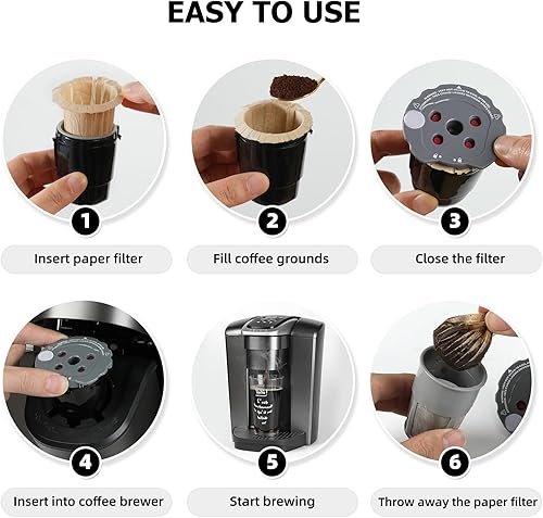 Vista 5 de Filtros de café desechables para My K-Cup, K-Carafe, Cuisinart SS-RFC y otras tazas de filtro reutilizables grandes (sin blanquear, 100 unidades)