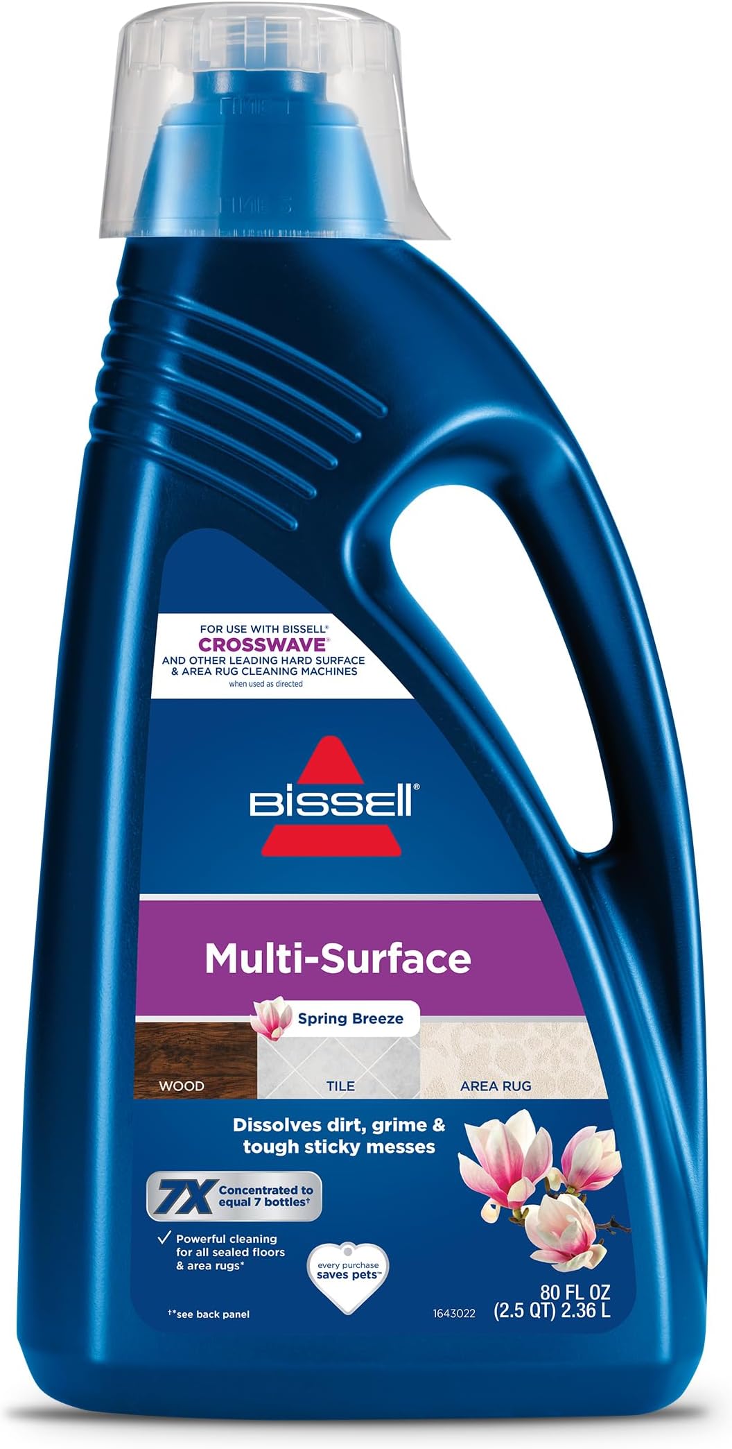 Multi-Surface Solution, for use in CrossWave and Other Leading Hard Surface and Area Rug Cleaners, 80oz, Dissolves Dirt, Grime, and Tough Sticky Messes