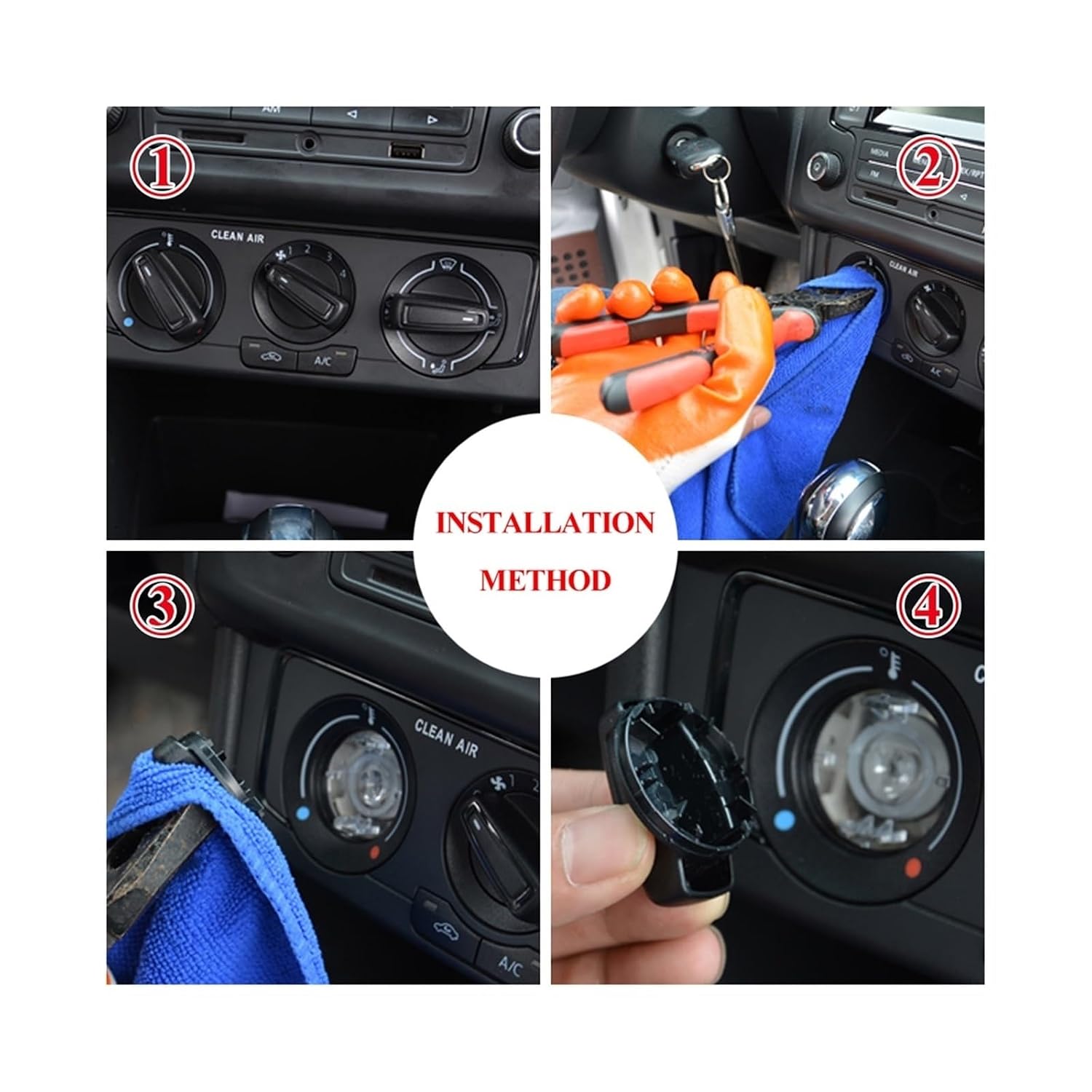 VEADONS 3PCS Car AC Air Conditioning Knobs