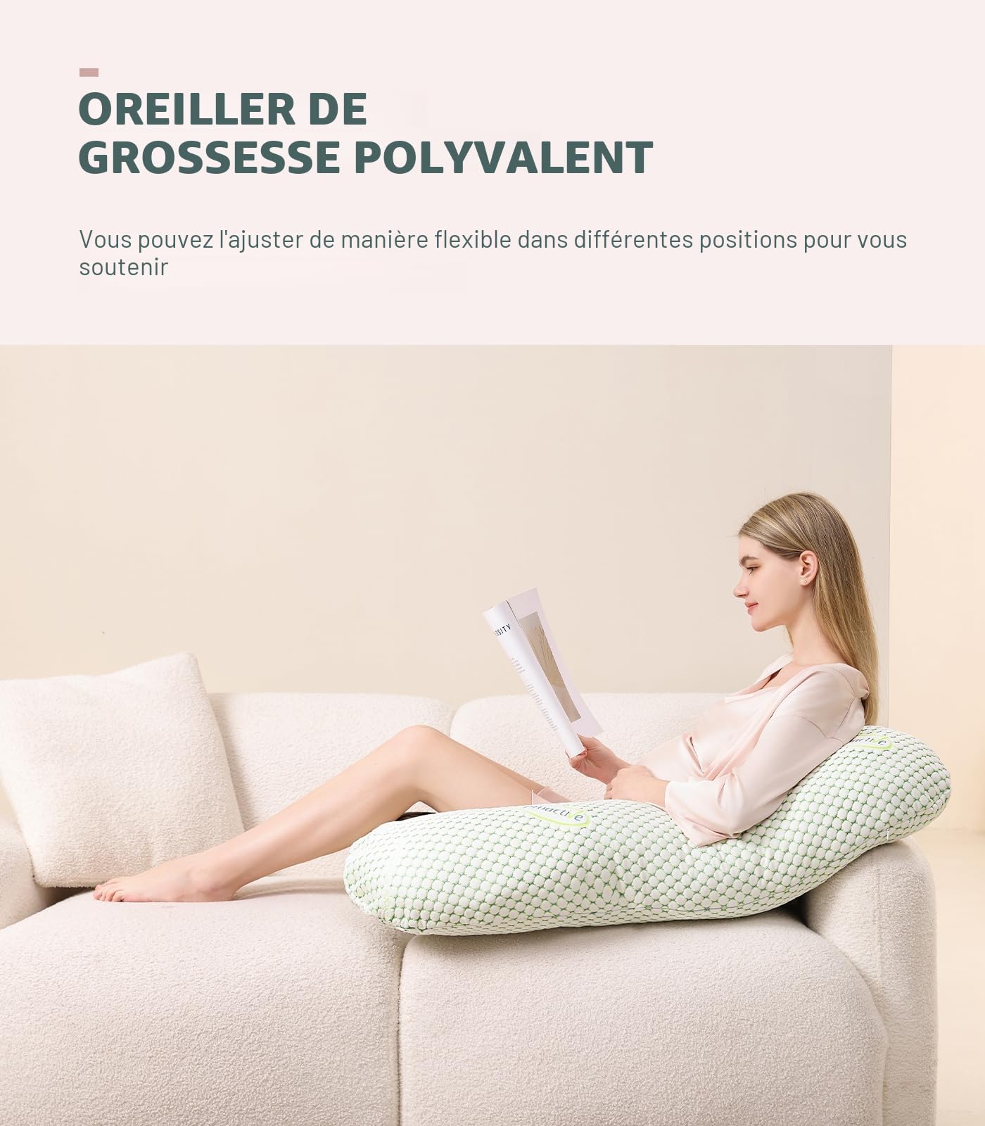 Oternal Coussin de Grossesse pour Femme Enceinte, Coussin de Grossesse Doux, Soutien pour Le Dos, Les Hanches, Les Jambes, Oreiller de maternité avec Housse d'oreiller Amovible et réglable