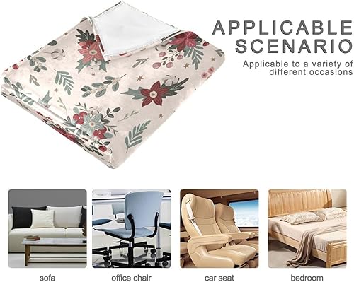 Miniatura 4 de KLL Merry Christmas Pattern Plush Blanket Winter Flannel Fleece Blanket Lightweight Cozy Throws 50x60 Inches for Home Decor, Picnic, Travel