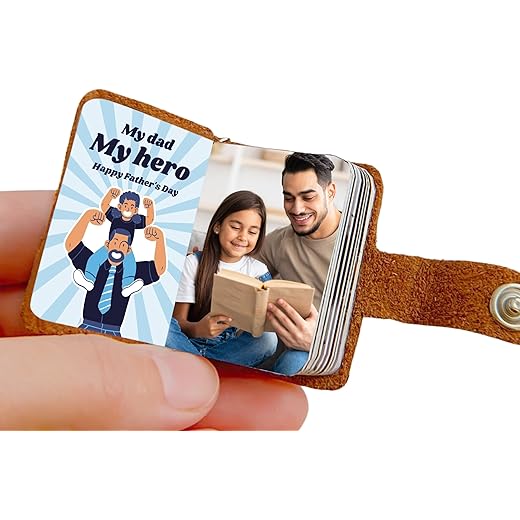 Customizable Leather Mini Photo Album Keychain