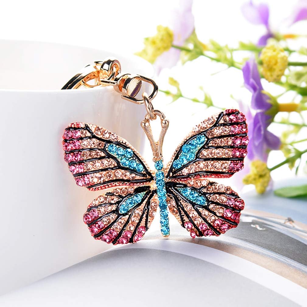 Cute Butterfly Shape Crystal Rhinestone Sparkling Keychain Bag Pendant Handbag Charm for Women Girls