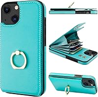 Vista 14 de Folosu Compatible con iPhone 13 Funda cartera con tarjetero con rotación de 360°, soporte de anillo de dedo con función atril, bloqueo RFID, piel