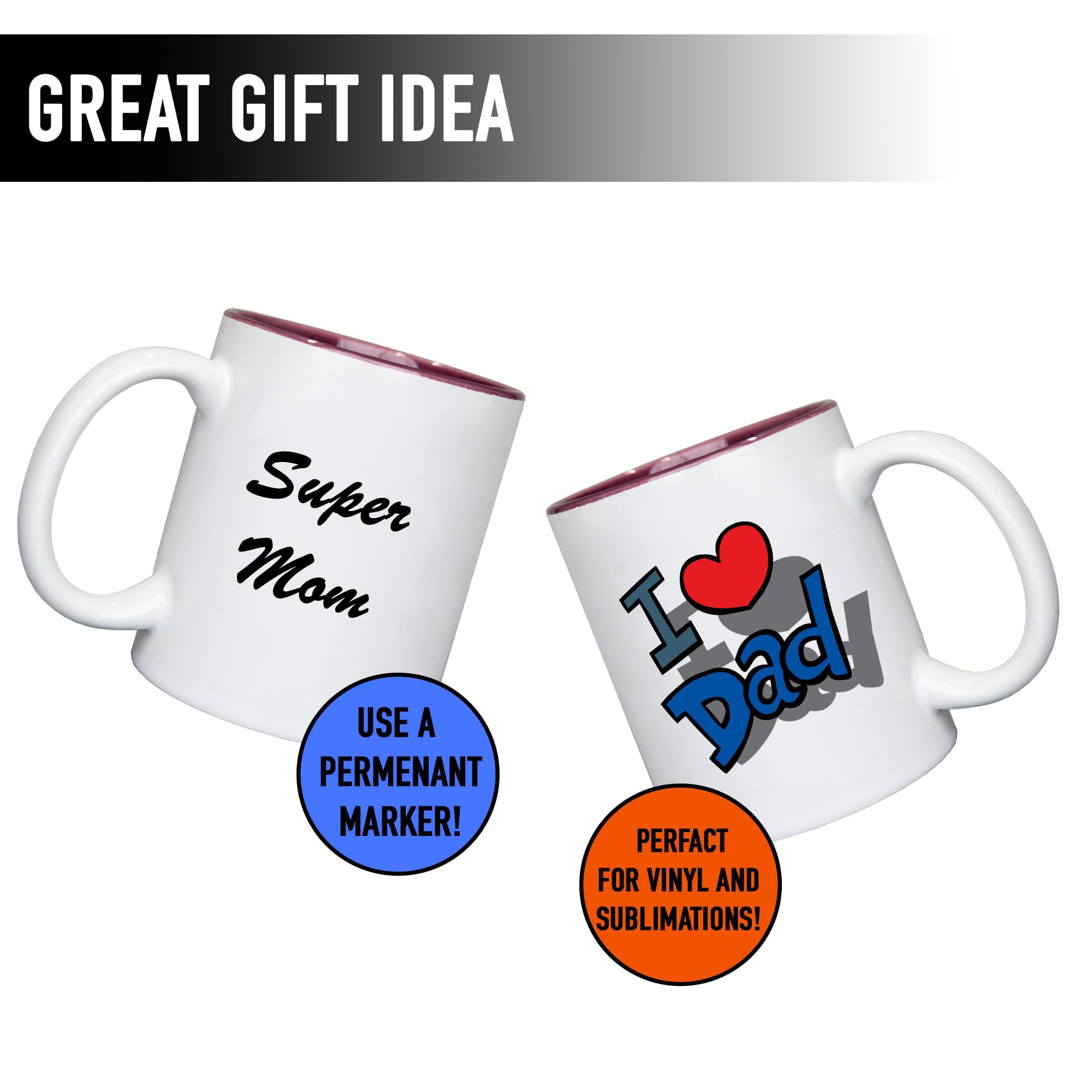 4Pcs White Dual Colour Sublimation Mugs 11oz - Sublimation Cups Coated Cup Heat Press Printing Tea Coffee Mugs Personalise Gift - Image 3