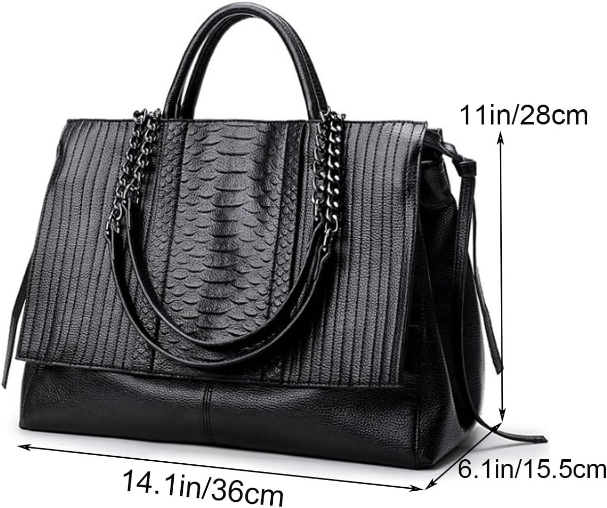 Purses and Handbags for Women Leather Large Crossbody Bags Multiple Pockets Tote Shoulder Bag Work Satchel Black - Image 4