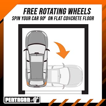 Car Wheel Dolly Set of 4 - Heavy Duty Antiskid 16x12 Car Dolly Tire Skates with 6000lb Capacity - 360 Degree Rotatable Wheel Dollies for Cars, Trucks, Trailers, Motorcycles or Boats by Pentagon Tools