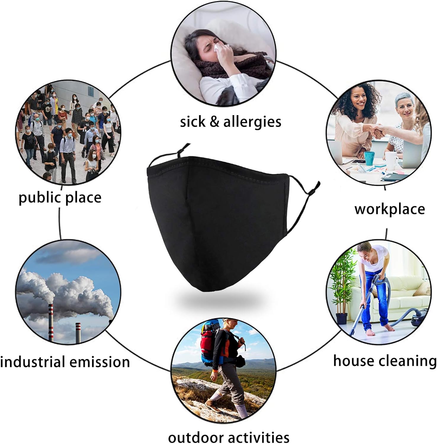 4 Packs Cotton Face Mask Breathable & Washable & Reusable Adjustable Earloop, with Nose Wire, 3D Shape : Sports & Outdoors