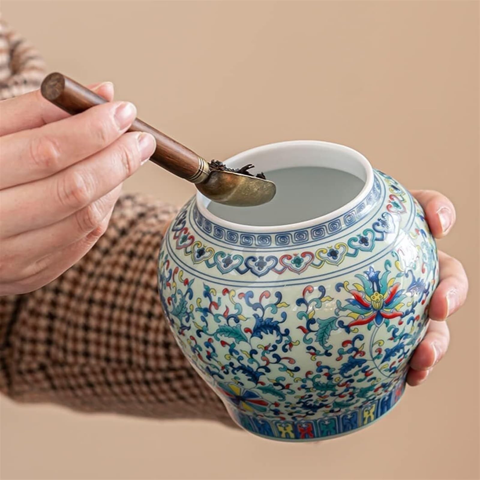 Ceramiczny wazon na imbirowy słoik z pokrywką, do dekoracji wnętrz, dekoracyjny pojemnik na herbatę, idealny do nowoczesnych i tradycyjnych wnętrz