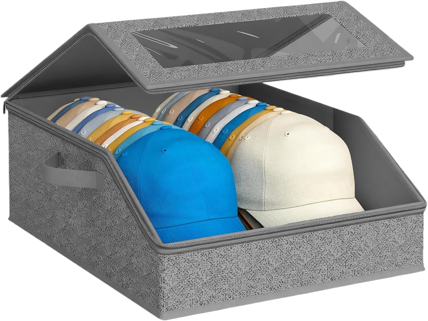 Hat Storage Box | Clear Window Thick Cardboard Container | Hat Storage Boxes | for Family Friends Outfits Bedroom Indoor Home Clothes Scarves Gloves