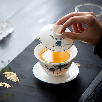 Gaiwan Tea Set Gongfu Tea Cup Hand-painted Lotus Chinese Tea Set