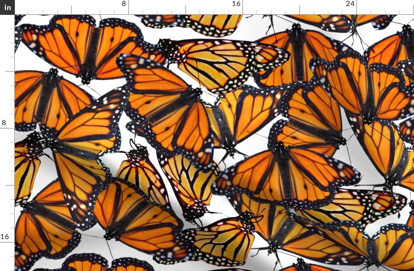 Spoonflower Fabric - Monarch Butterflies Butterfly Orange Flight Flying Insect Printed on Organic Cotton Sateen Fabric by The Yard - Sewing Quilting Apparel Home Decor