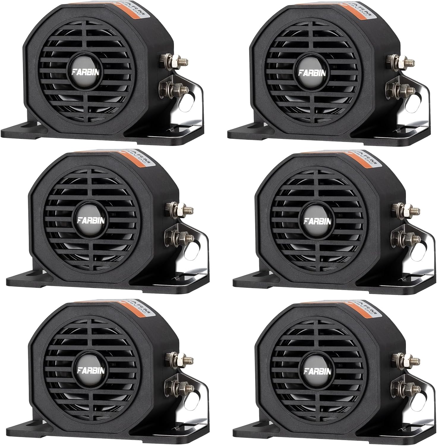 FARBIN Truck Back up Alarm 6Pcs 110dB 12V-48V DC Car Reverse Alarm Horn Heavy-Duty Backup Warning Reversing Warning Alarms Waterproof Back Up Beeper (HT)