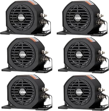 FARBIN Truck Back up Alarm Car Reverse Alarm Horn Backup Warning Alarms | 6pcs, waterproof, 105dB 12V-48V, BIBI buzzer, heavy-duty backup warning