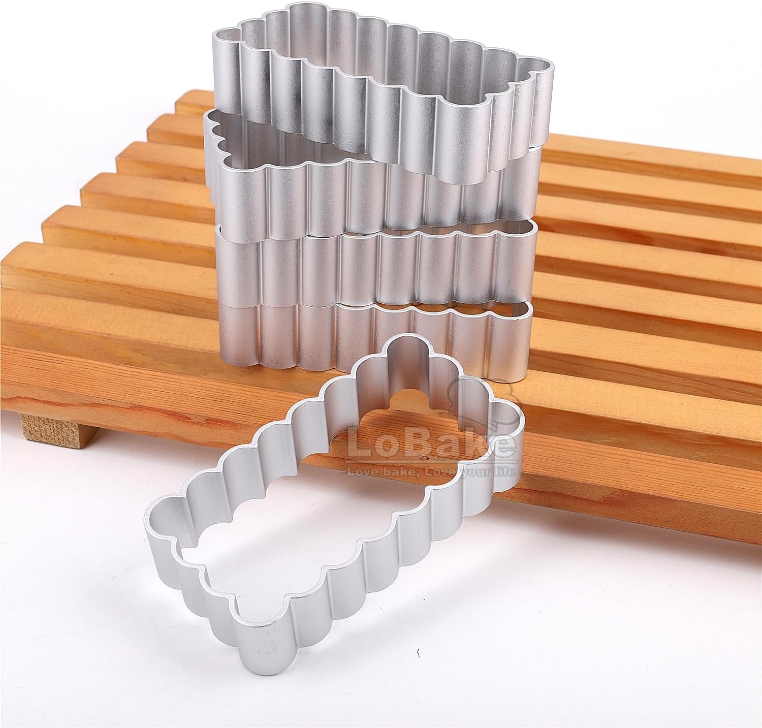 LoBake Various Styles Rectangle Corn Custard Tart Cake Molds Aluminium perforated Pie Pan Cheese Cookie Biscuit Cutter DIY Baking Tools (5pcs 25mm Cutters)