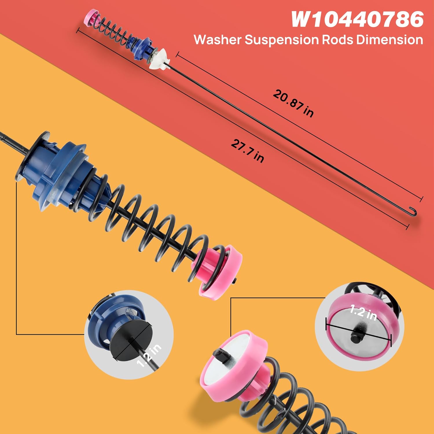 W10440786 Washer Suspension Rods for Whirlpool, for Maytag Washing Machine - Replaces W10368626 W10368627 W10440739 | Upgraded by PANDEELS