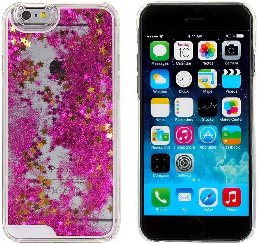 iPhone 5S Case, iPhone 5 Stylish Case, Bingomax Premium Fashion Case for iPhone 5S [Glitter Quicksand with Stars] Fancy Clear Cute Case [Transparent See Through Hard Cover] for iPhone 5S/ iPhone 5 - Hot Pink