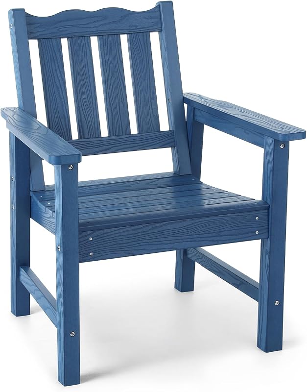 Stoog Patio Dining Chair, All Weather Outdoor Chair, 400 lbs Capacity, Blue