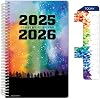 Global Datebooks Dated Middle School or High School Student Planner for Academic Year 2025-2026 Includes RulerBookmark and Planning Stickers Matrix Style - 5.5x8.5 - Rainbow Silhouette