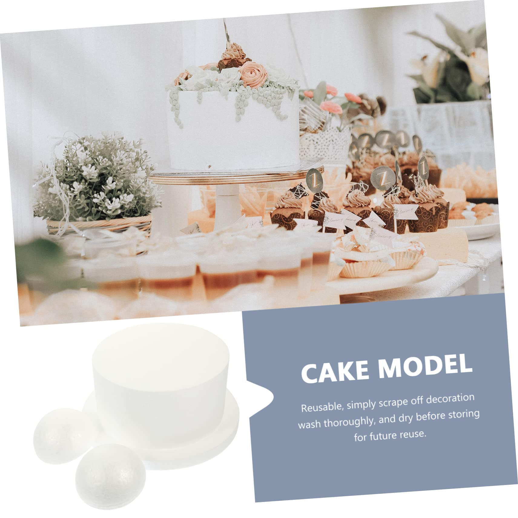 SEWACC 3pièces Foams Cake Model Modèle De Gâteau Mousse pour Décoration Outil De Pratique Et Accessoire De pour De Pâtisserie Événements