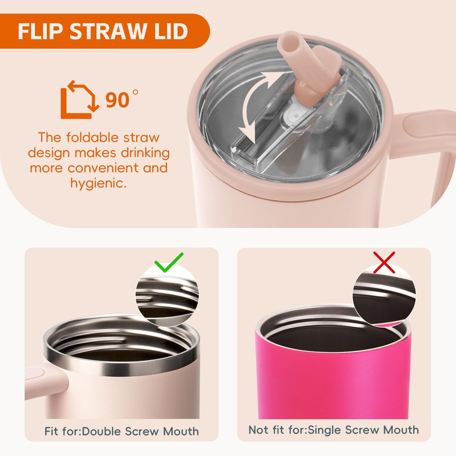 Flip Straw Lid Replacement for Stanley Quencher 30 OZ Tumbler - 2Pcs Leak Proof Cup Lids with Straw, Spill Proof Tumbler Cover Compatible with Stanley Cup Accessories, Black