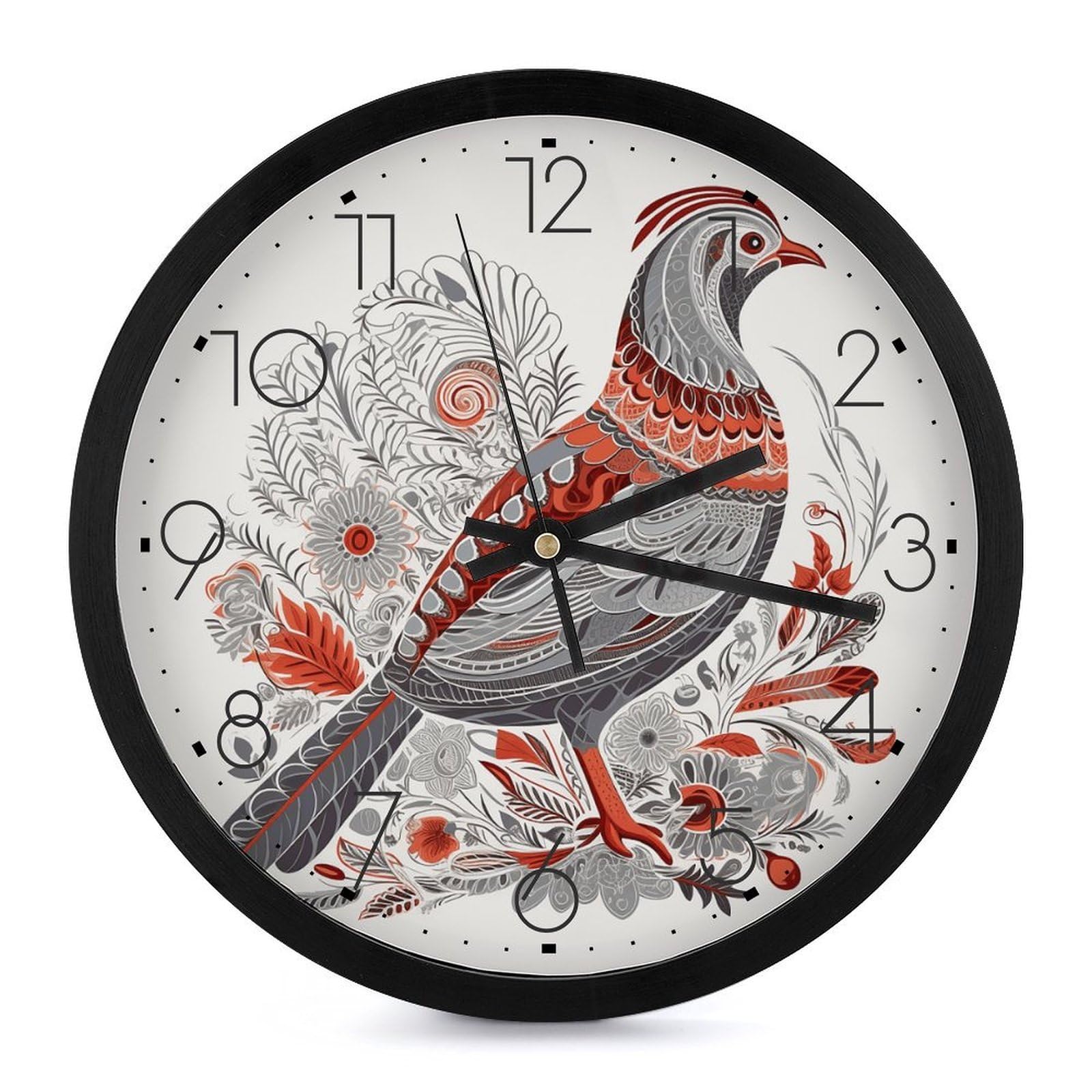 Horloge murale moderne en verre et motif floral premium 25,4 cm