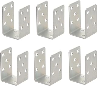 6er Set U-Pfostenträger zum Aufschrauben 60 mm – Pfostenanker aus verzinktem Stahl 4 mm, Bodenanker für Holzpfosten, Balkenschuh für Zaun, Pergola, Terrasse