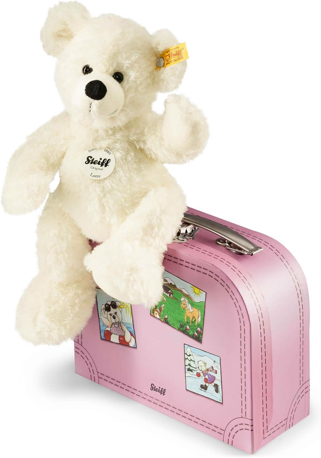 Steiff Lotte Teddy Bear in Suitcase (White), 111563, 28 cm