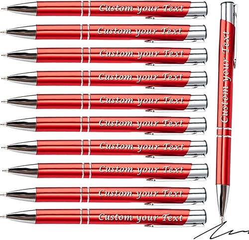 Miniatura 1 de AOK Paquete de 50 bolígrafos personalizados de escritura negra personalizados, bolígrafos con nombre de metal, grabados con láser con tu texto o