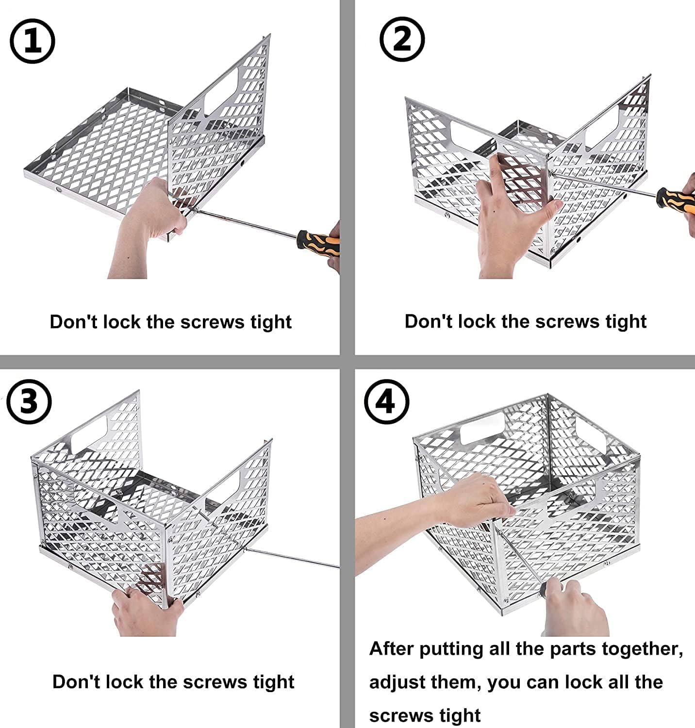 BBQ-PLUS Charcoal Firebox Basket, Smoker Door Clamps Minion Method and for Oklahoma Highland Bandera Longhorn, Charcoal Box,Fire Basket and Latches for Most Offset Smoker Grill,12 W x 12 D x 7.5 H,St