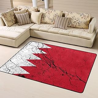 Flag of Bahrain Texture Effect Area Rug 4x6 Feet Rugs for Living Room Bedroom Soft Indoor Floor Rug Non-Slip Carpet