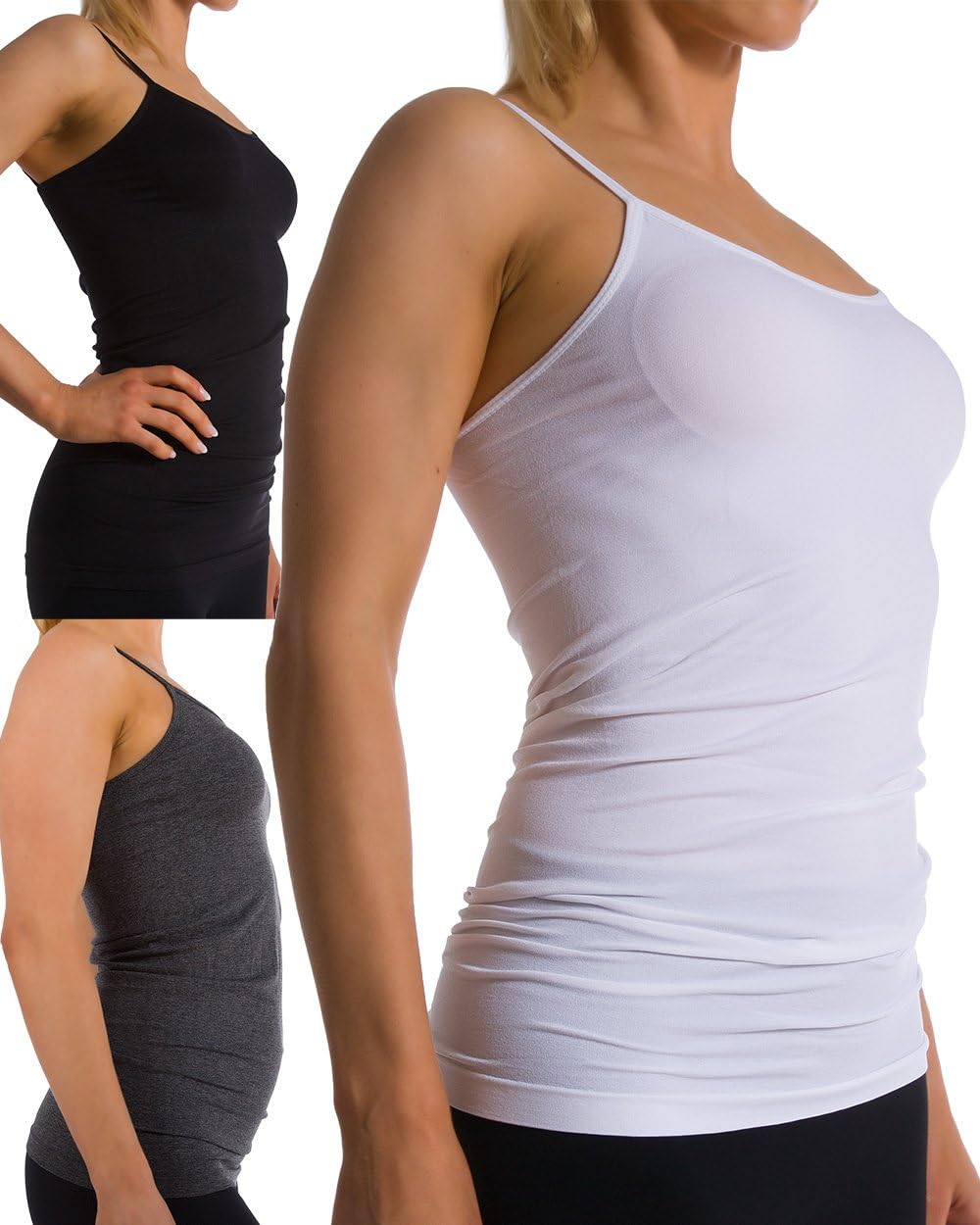 TANCO Seamless Scoop Tunic Cami (Black/White/H.Grey)